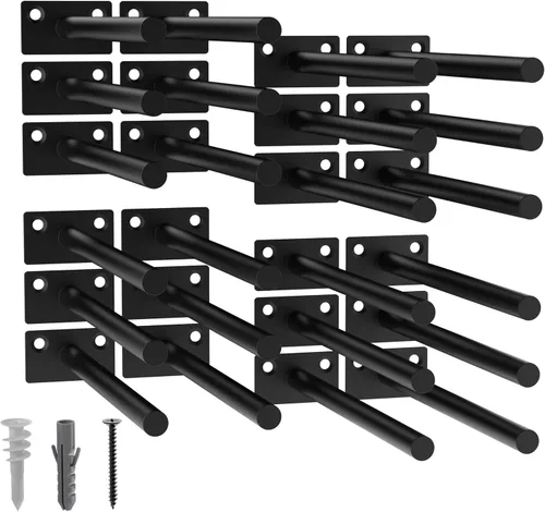 Vista 30 de 12-Pack 10 inch Floating Shelf Brackets, Hidden Shelf Bracket for Wood Negro-paquete de 12