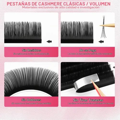 Vista 2 de Extensiones de pestañas de 0.001 in de grosor, extensiones de pestañas de volumen, rizo CC, mezcla de pestañas de 0.276-0.591 in, pesta como pelo a