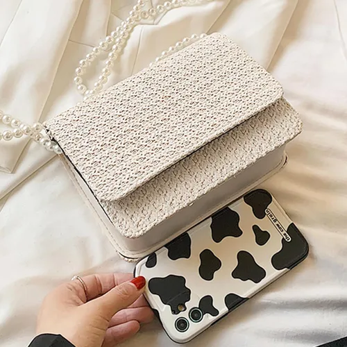 Vista 6 de CHARMORE Bolso cruzado para mujer, pequeño bolso de paja para playa, bolso de hombro tejido elegante, bolsos de viaje