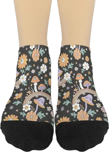 Vista 2 de devor Calcetines de algodón para mujer, calcetines de vestir atléticos para mujer, calcetines de humor lindos hongos divertidos hongos mágicos