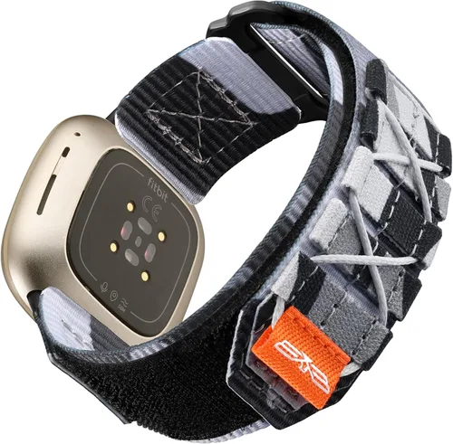 Vista 16 de Bandletic Bandas tácticas resistentes compatibles con Fitbit Versa 4 bandas/Versa 3/Sense 2/Sense, correas deportivas de nailon militar suave y Negro
