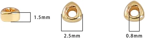 Vista 2 de BEADIA Cuentas espaciadoras triangulares chapadas en oro de 14 quilates, 0.098 x 0.059 in, 50 unidades para hacer joyas, no se deslustran