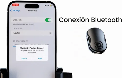 Vista 8 de Fugetek Trípode selfie stick de 62 pulgadas para iPhone, diseño estable de 4 patas, control remoto Bluetooth, palo y piernas de aluminio, ligero