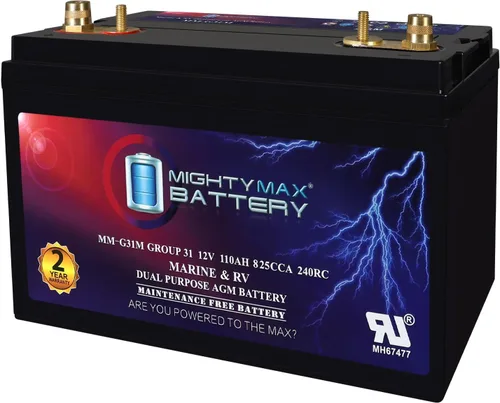 Vista 12 de Mighty Max Battery ML55-12MAR - 12 V 55 AH, Terminal de poste marino, batería recargable SLA AGM