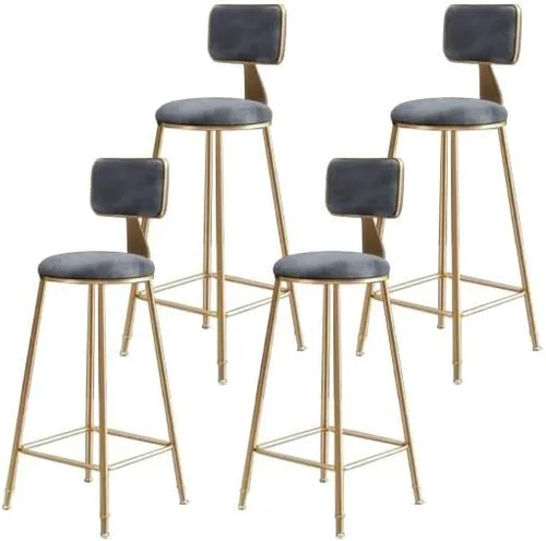 Vista 10 de Taburete moderno para mostrador, taburete sin brazos, taburete de hierro con cojín y pedal, 1 taburete corto (18 pulgadas de alto) azul