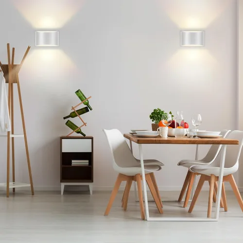 Vista 6 de Juego de dos apliques de pared Modernas luces LED de pared para interiores, luz de montaje en pared arriba y abajo, aluminio, cableado, regulable