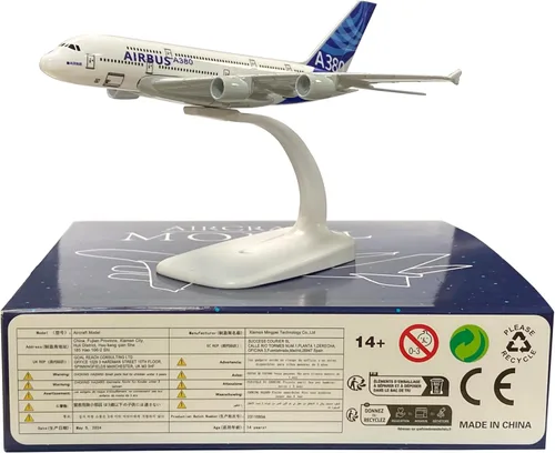 Vista 2 de 1/400 OriginalA380 Airbus A380 Diecast Modelo de Avión Decoración Regalo 16CM Aviones Coleccionables