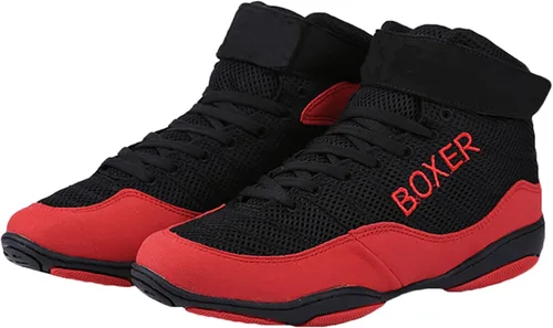 Vista 7 de UKUBAG Zapatos de boxeo, entrenamiento de lucha libre, fitness, kickboxing, gimnasio, entrenamiento, antideslizante, calzado de boxeo para hombres