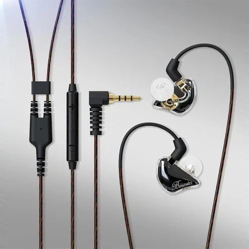 Vista 5 de BASN Bmaster Triple Drivers in Ear Monitor Auriculares (negro) iem de aislamiento de sonido con dos cables mmcx desmontables, kit de transporte
