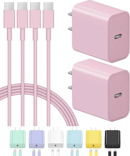 Vista 11 de Cargador de carga rápida USB C para iPhone 17, 16, 15, paquete de 2 cargadores tipo C, cable de 6 pies para iPhone 17/17 Plus/17 Pro/17 Pro Negro