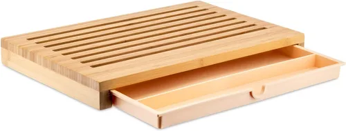 Vista 2 de Alessi Tabla de pan "Sbriciola" en madera de bambú con recogedor de migas en resina termoplástica, madera