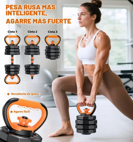 Vista 7 de 5-in-1 Adjustable Dumbbell Set, 33/44/66/88lbs Free Weights Set with Connector, Used as Kettlebells, Barbell, Push up Stand, Standard 1" Plates