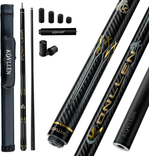 Vista 19 de KONLLEN Carbon Fiber Pool Cue Low Deflection Pro Taper Billiard Cue 001 1.0 KL-08 Azul