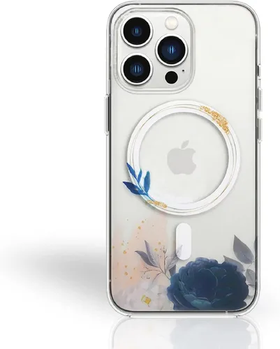 Vista 11 de Funda magnética transparente para iPhone 13 [compatible con cargador MagSafe] Gardenia patrón de estampado floral delgado antiarañazos para mujeres