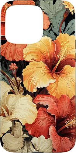 Vista 31 de Hawaiian Tropical Design Yellow Red Hibiscus Plumeria Case for iPhone 17