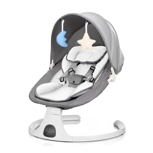 Vista 10 de Cuna con columpio para bebé 3 en 1 multifuncional, portátil con control remoto, cinturón de seguridad de 5 puntos, 5 balanceos automáticos