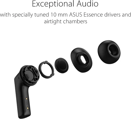 Vista 4 de ASUS ROG Cetra True Wireless Auriculares inalámbricos para juegos – Bluetooth, baja latencia, cancelación de ruido ANC, control táctil, resistencia
