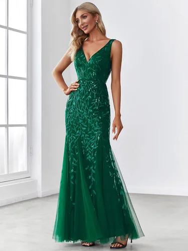 Vista 4 de Ever-Pretty 7886 - Vestido largo de noche sin mangas con cuello en V doble para mujer