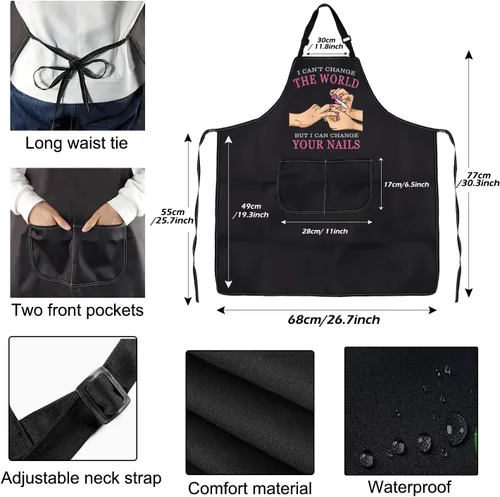 Vista 5 de PXTIDY Nail Tech - Delantal con bolsillos, delantal impermeable para salón de belleza