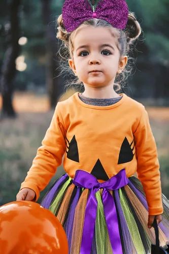 Vista 6 de Threetols Halloween Witch Costumes Accessories for Girls, Rainbow Tutu Skirt Cosplay Costumes Skirt with Purple Spider Sequin Bow Headbands for