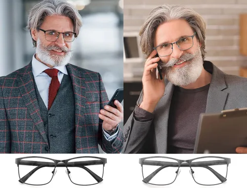 Vista 7 de HEEYYOK Gafas de lectura para hombre, 3.00, paquete de 3 lentes de lectura con bloqueo de luz azul, para lectura de metal, antifatiga ocular/migraña