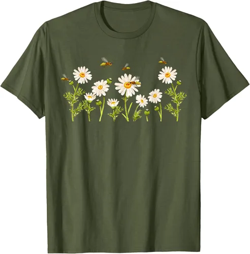 Vista 85 de Marguerites Daisy - Camiseta de verano con margaritas de jardín de flores, Negro, S
