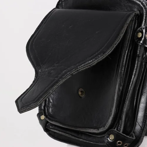 Vista 5 de renvena Riñonera de cuero para motocicleta, para exteriores, riñonera de carreras, para hombres y mujeres, para viajes al aire libre