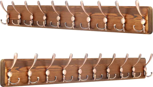 Vista 31 de SKOLOO Perchero de pared montado en la pared de estilo rústico: Perchero de pared de pino de madera auténtica de 40,6 cm de orificio a orificio