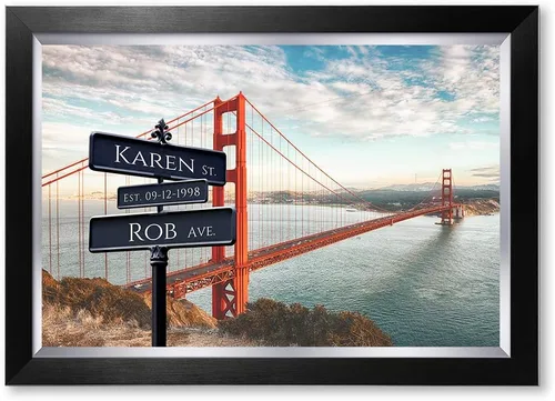 Vista 92 de IPIC - Personalized Framed Canvas with Custom Street Sign in Boston Personalized Street Signs with Names, Custom Canvas Print, Boston Sunset