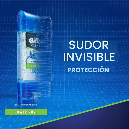 Vista 4 de Gillette Gel transparente antitranspirante/desodorante, Power Rush, barra de 4 onzas (paquete de 6) (el embalaje puede variar)