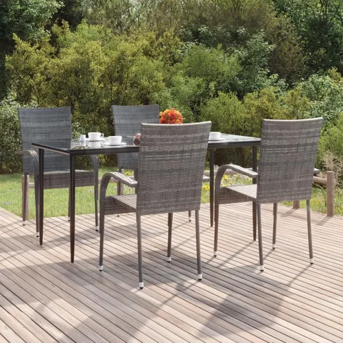 Vista 13 de 5-Piece Outdoor Patio Dining Set Black, PE Rattan Furniture with Tempered Glass Table Top and Powder-Coated Steel Frame for Garden, Balcony, Backyard