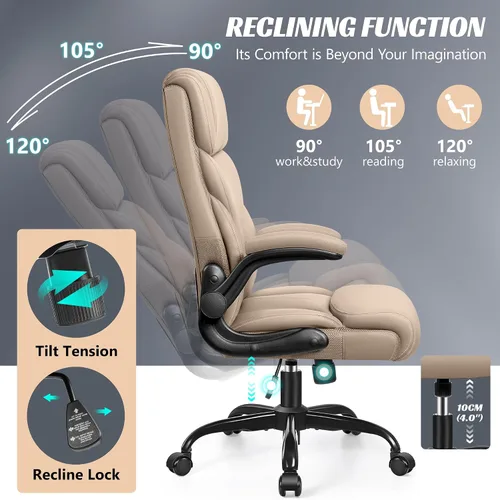 Vista 5 de HeroSet Silla de oficina, ergonómicas grandes y altas sillas de escritorio para computadora, silla ejecutiva de cuero transpirable con reposabrazos