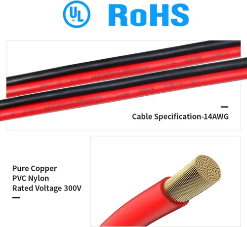 Vista 2 de ELFCULB Adaptador de conector hembra a SAE, cable de extensión SAE de 14AWG de 2 pies con adaptador hembra de 2.165 in x 0.984 in de CC y adaptador