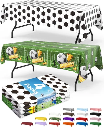 Vista 29 de Mantel de bandera estadounidense, paquete de 4 manteles patrióticos desechables de 54 x 108 pulgadas para mesas de 6 pies, decoraciones del 4