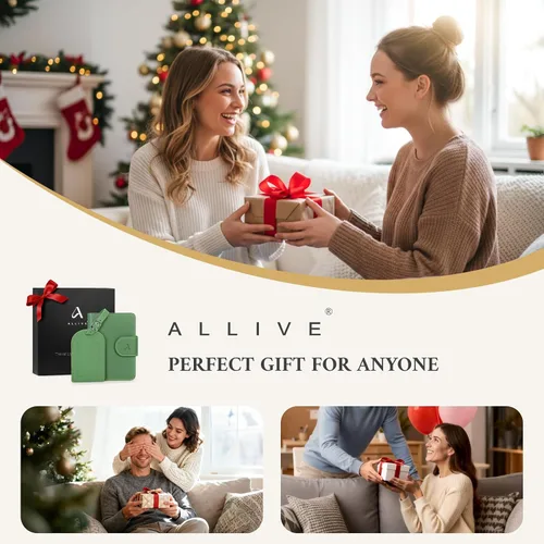 Vista 3 de ALLIVE Soporte para pasaporte para viajes, soporte para pasaporte Rfid para mujeres y hombres, funda de pasaporte de cuero genuino para viaje