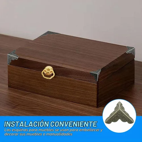 Vista 5 de SDTC Tech Paquete de 12 protectores de esquina de muebles de 1 x 1 pulgada, borde triangular de bronce antiguo, protector decorativo de esquina