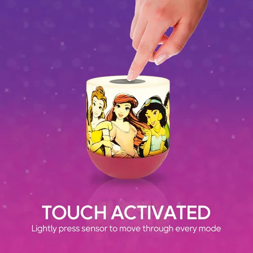 Vista 4 de Disney Princesas - Lámpara de Noche LED de Mesa con Cambio de Color, Sensor Táctil, Moana, Bella, Jasmine, Mulan, para Niños, Bebés, Dormitorio