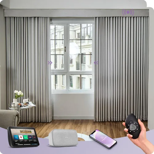 Vista 14 de Graywind Cortinas motorizadas con riel, cortinas inteligentes para oscurecer la habitación, cortinas cableadas compatibles con control remoto Alexa