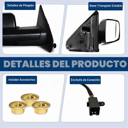 Vista 4 de AERDM Espejos de remolque compatibles con Dodge Ram 1500 2002-2008 para Dodge Ram 2500 3500 2003-2009 Pickup Truck Power Heated Side View Pair Set