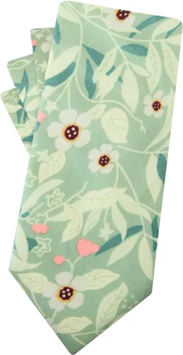 Vista 66 de Corbata de algodón floral para hombre, corbata delgada impresa de 2.56'' 01-Bean Pasta Rosa