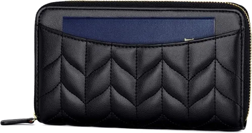 Vista 7 de nuoku Cartera RFID para mujer, bolso cruzado con cremallera alrededor de 2 correas