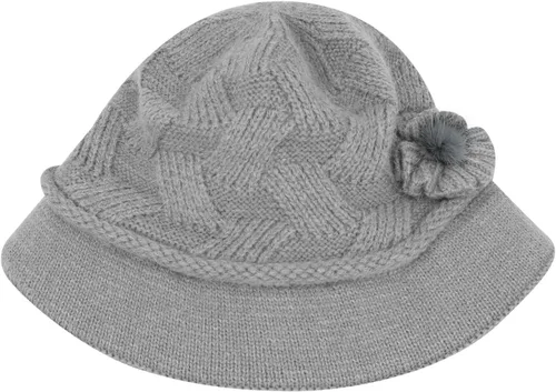 Vista 77 de C-US - Gorro de punto cálido para mujer, con visera de ganchillo con acento de flores