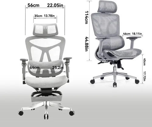 Vista 2 de Ergonomic Gaming Chair Adjustable Lumbar Support,High Back Desk Chair Breathable Mesh Seat, Reclining Computer Chair with Footrest for Home and