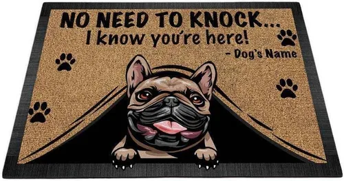 Vista 11 de Felpudo personalizado Peeking Dog English Bulldog No Need to Knock I Konw You're Here 23.6 x 15.7 pulgadas Bulldog-1 Inglés