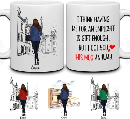 Vista 11 de WHIDOBE Taza de café personalizada para jefe – Taza personalizada de 11 onzas y 15 onzas para jefe con avatares, nombres, citas – Taza de café Boss
