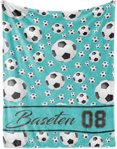 Vista 13 de Manta de fútbol personalizada con nombre, mantas personalizadas suaves para deportes de fútbol, mantas de cama verde, regalo personalizado