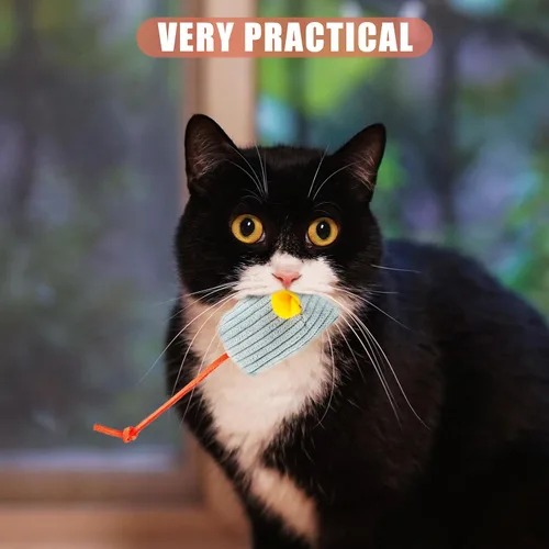 Vista 2 de 6pcs Plush Striped Cat Mouse with Catnip Soft Lightweight Interactive Chew for Indoor Cats and Kittens Wear-Resistant Material for Active Play and