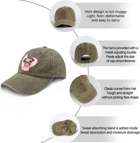 Vista 6 de Baseball Caps Pug Dog Dad Hats, Funny Cap for Men
