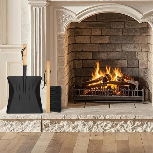 Vista 7 de Juego de pala y cepillo para cenizas para chimenea, pala de carbón y cepillo para hogar, juego de herramientas para chimenea para interiores