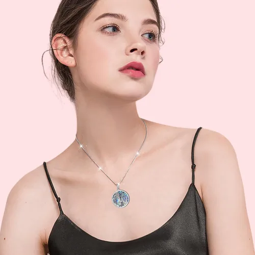 Vista 2 de DAOCHONG Collar con colgante de naturaleza de plata de ley, árbol de luna de bosque, collar de árbol de la naturaleza, regalo para amantes